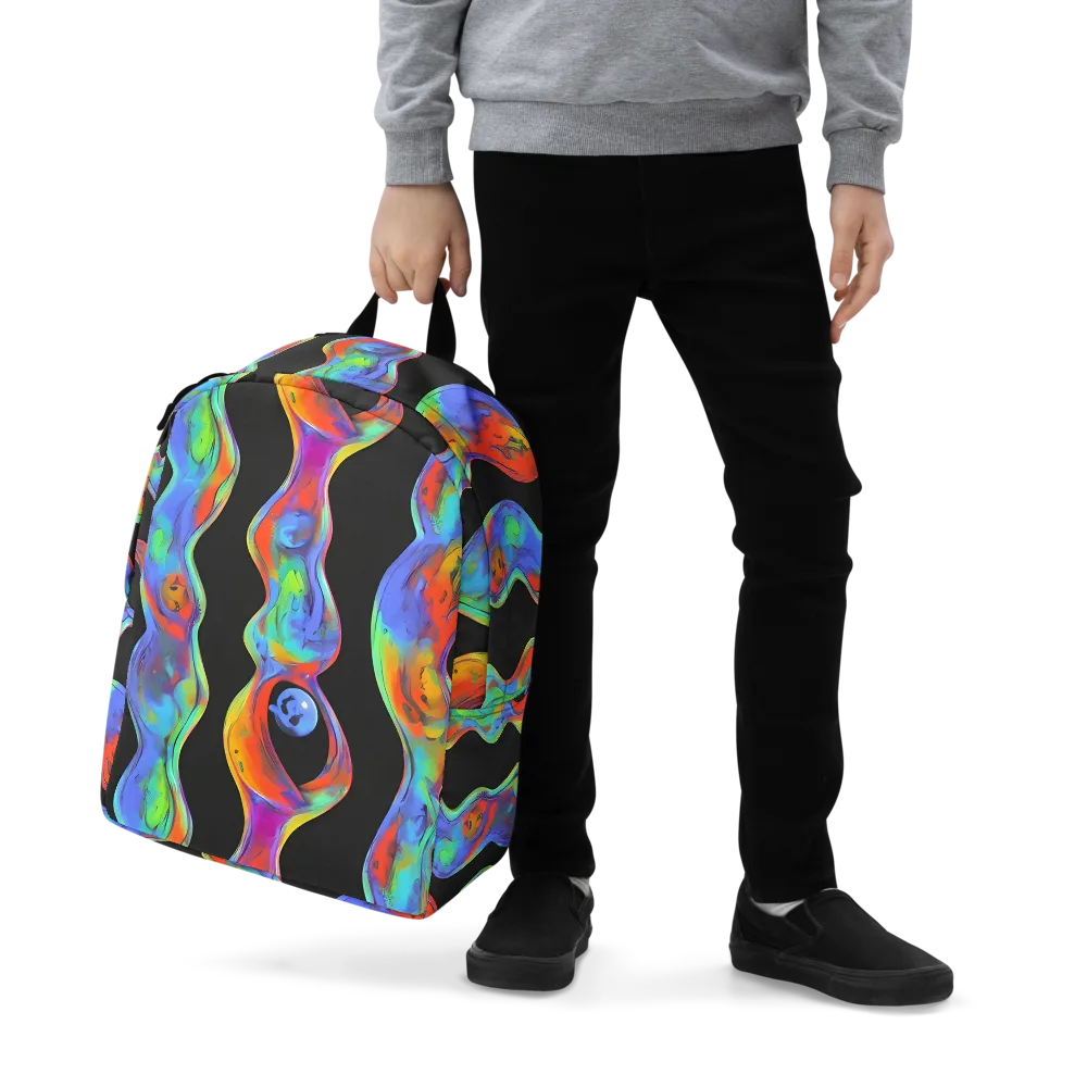 Vibrant Vortices on Minimalist Backpack — Zoomed-in