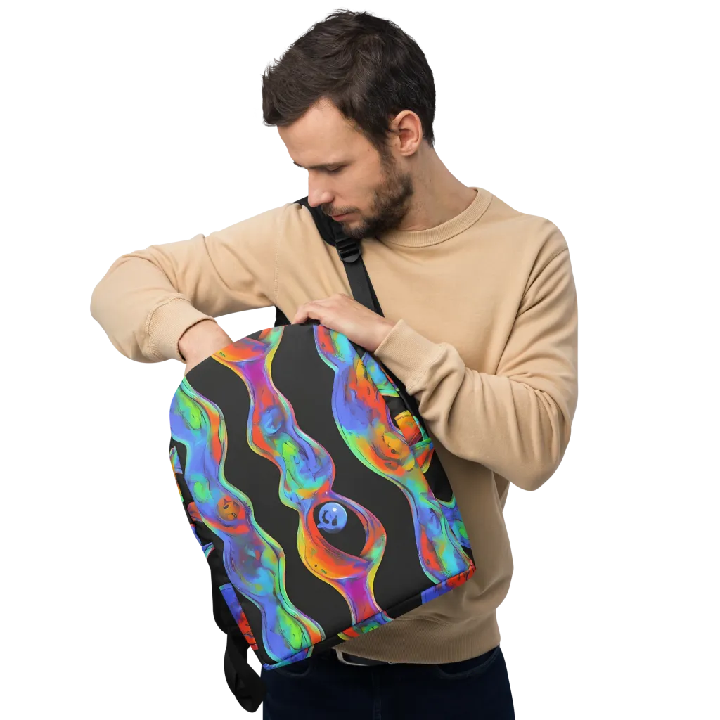 Vibrant Vortices on Minimalist Backpack — Front