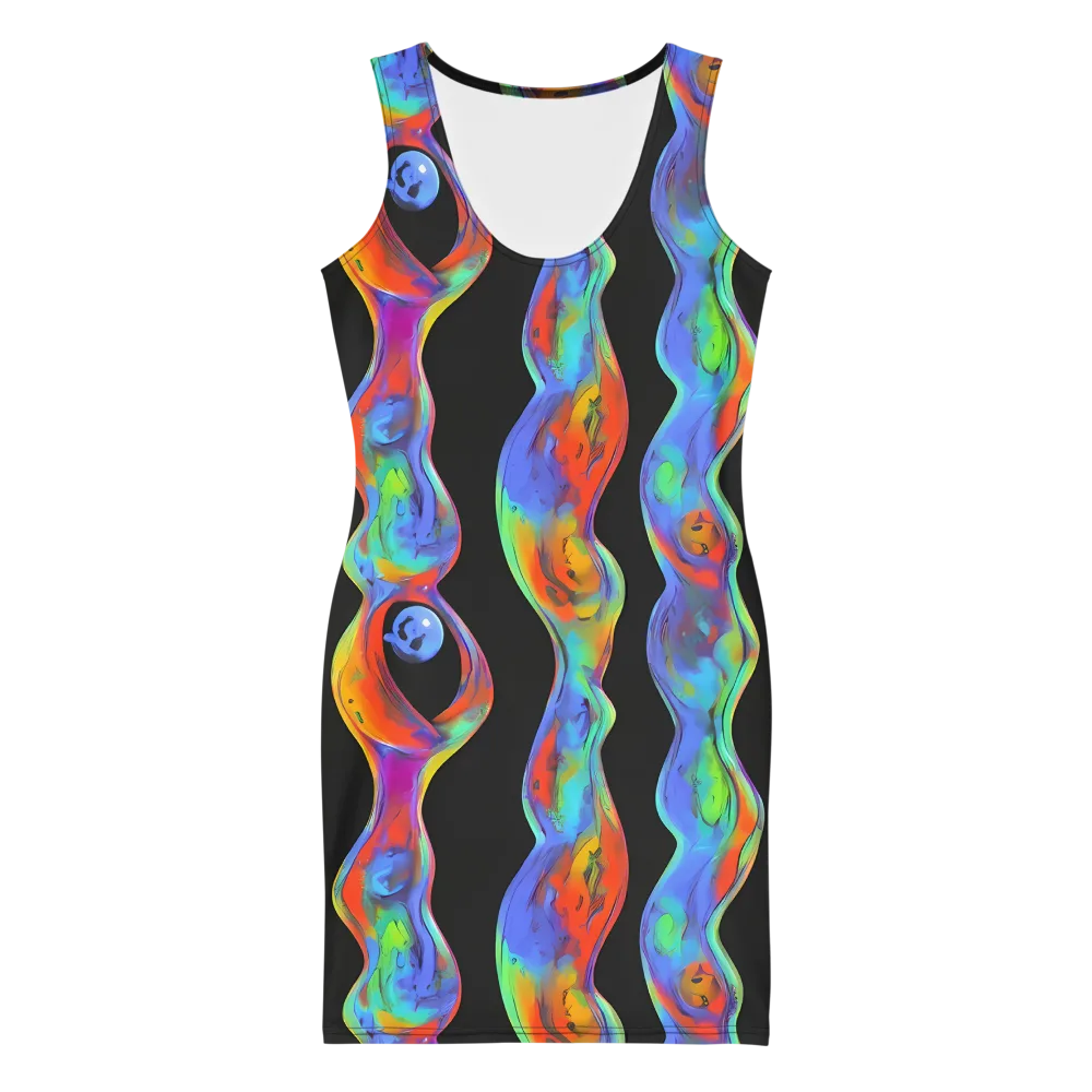 Vibrant Vortices on Bodycon Dress — Front