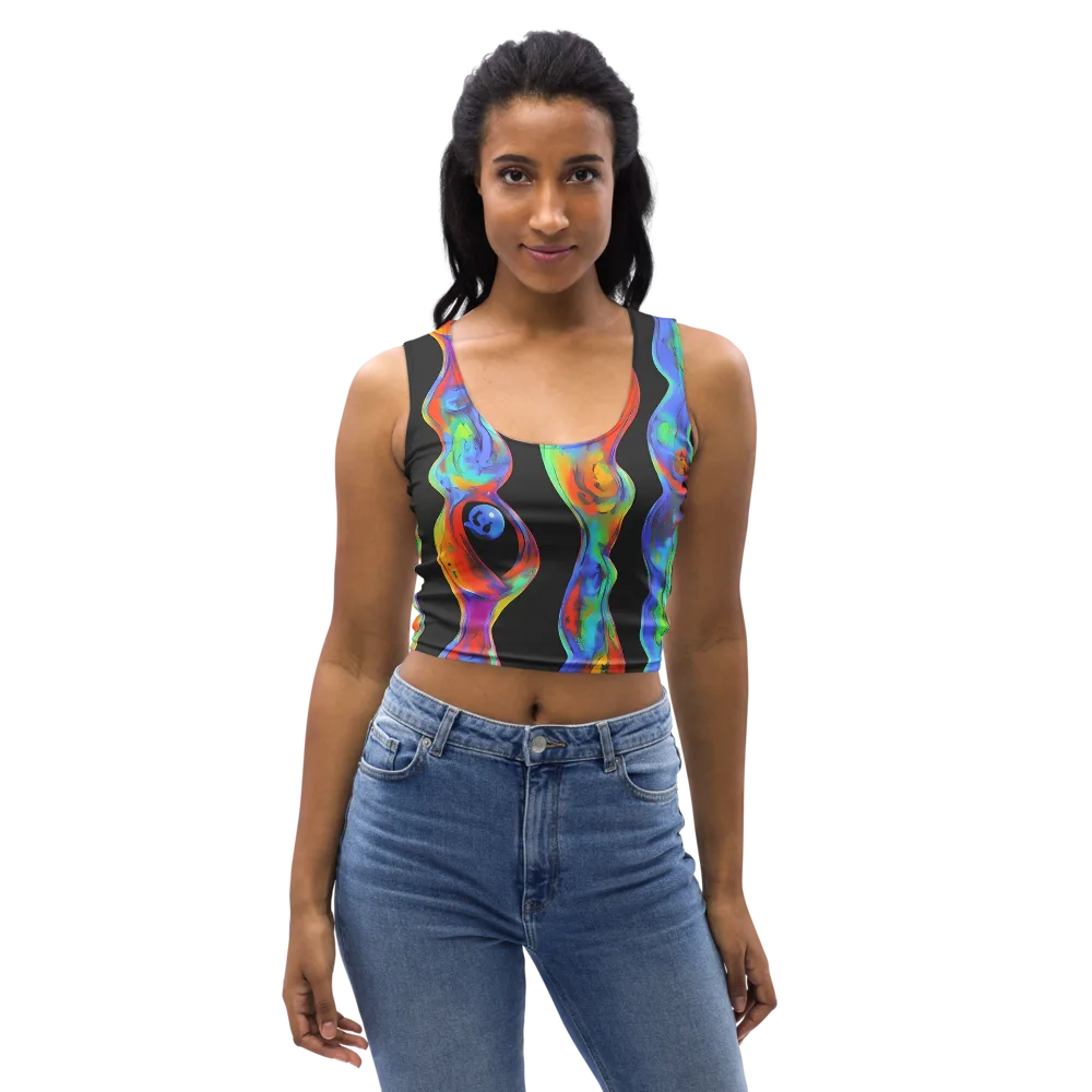 Vibrant Vortices on Crop Top — Front