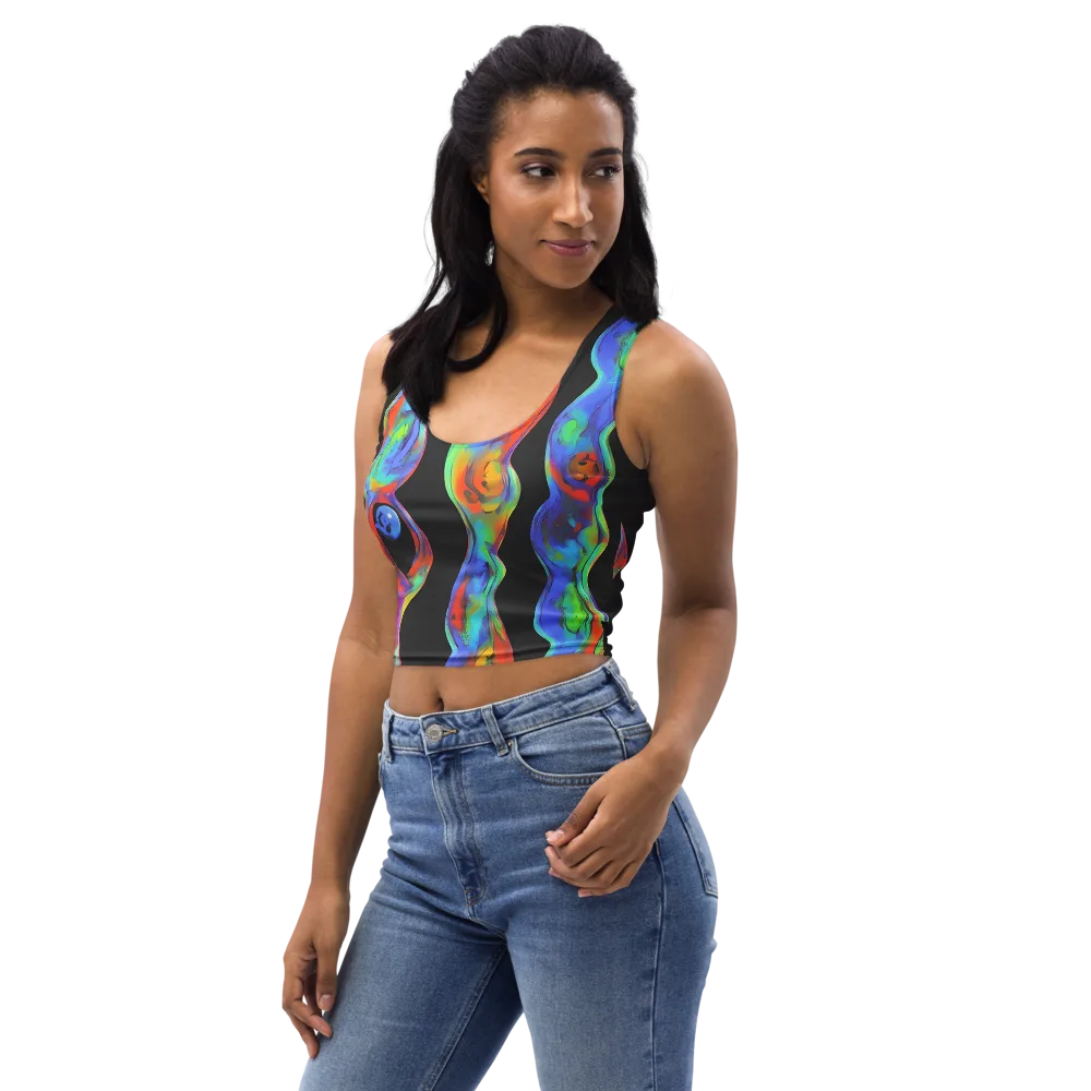 Vibrant Vortices on Crop Top — Left Front