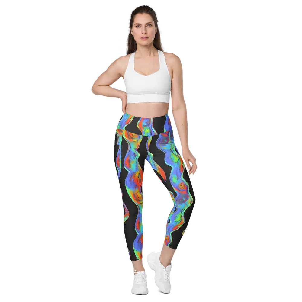 Vibrant Vortices on Leggings with Pockets — Front