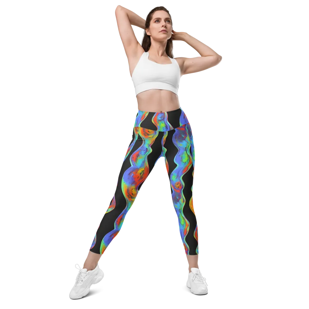 Vibrant Vortices on Leggings with Pockets — Front