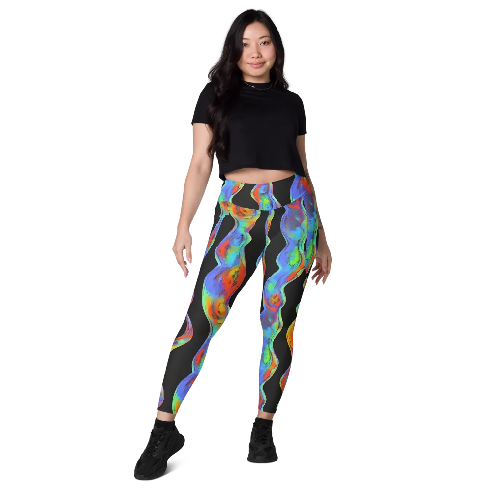 Vibrant Vortices on Leggings with Pockets — Front