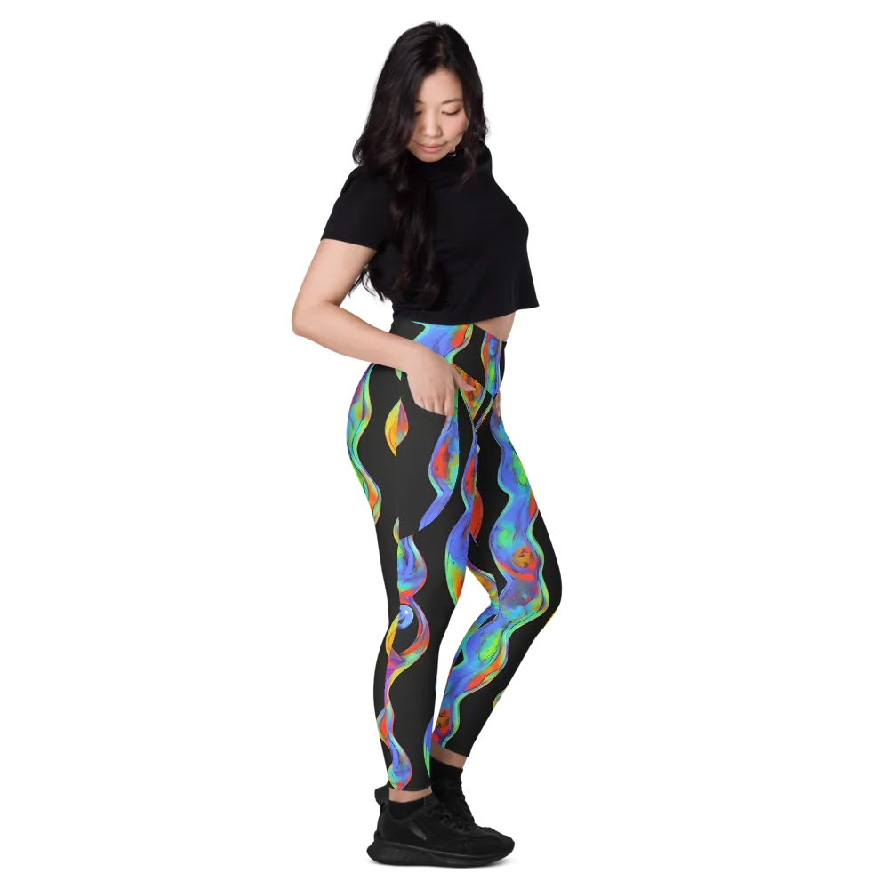 Vibrant Vortices on Leggings with Pockets — Right