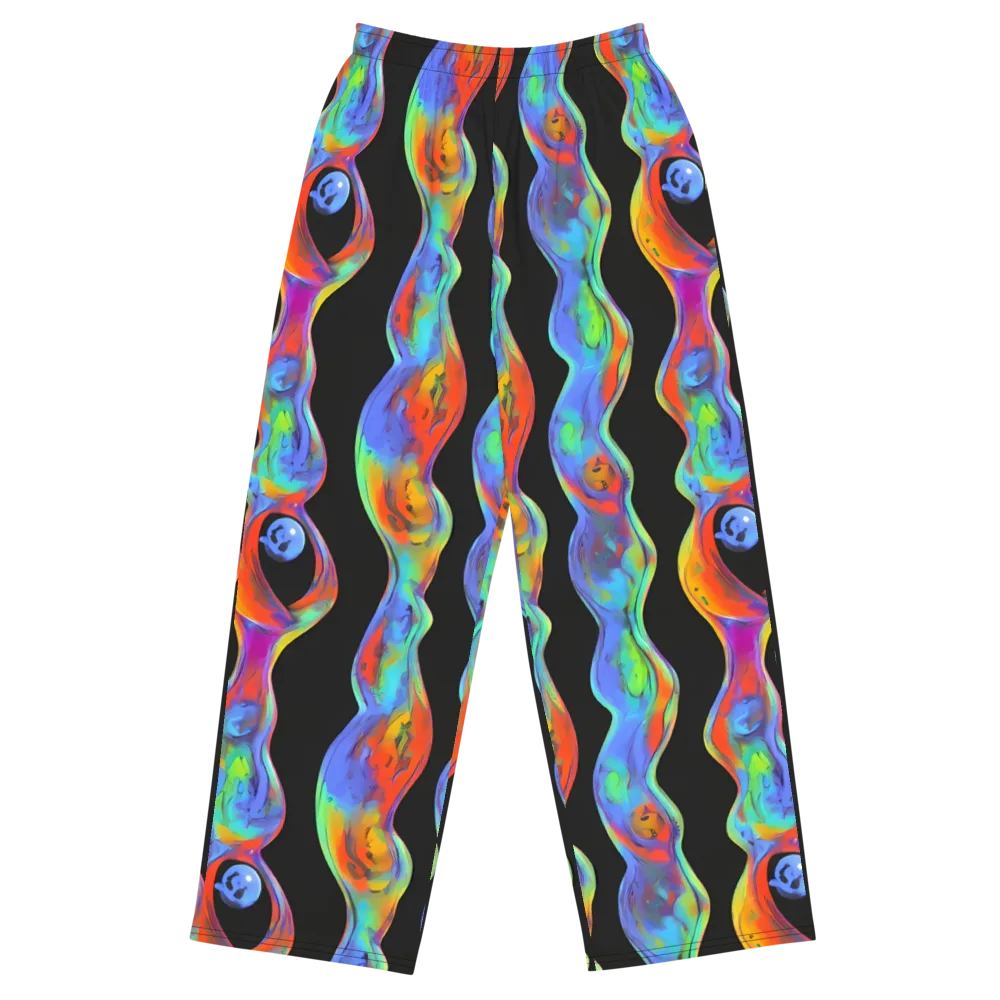 Vibrant Vortices on Wide-Leg Pants — Front