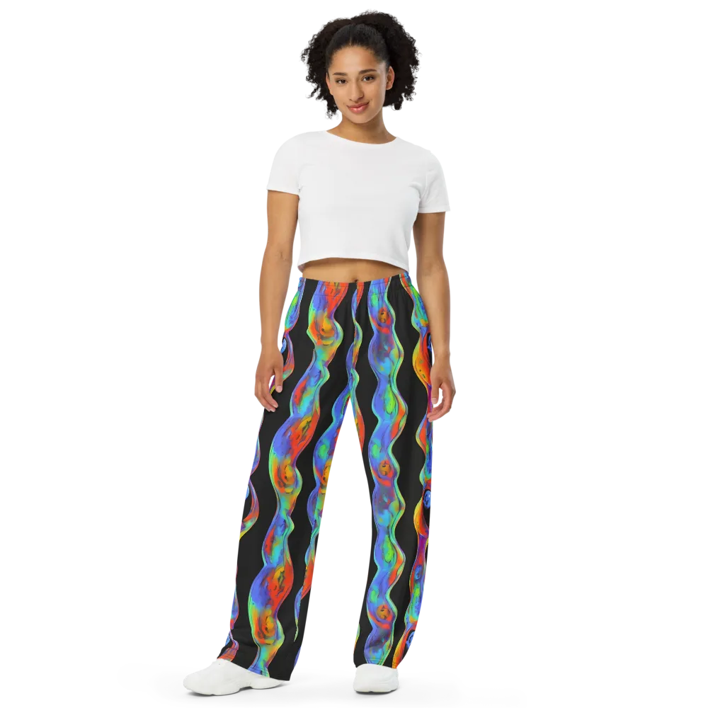 Vibrant Vortices on Wide-Leg Pants — Front