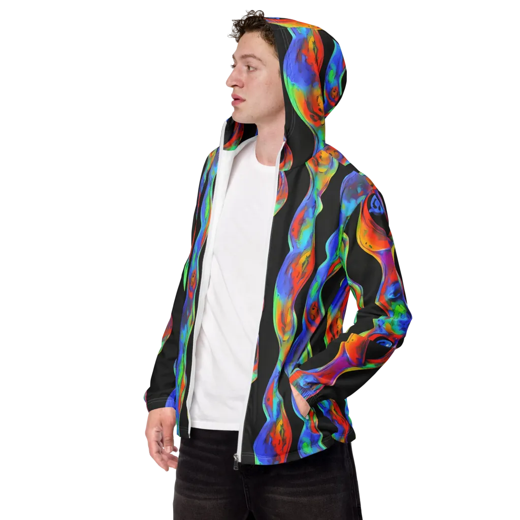 Vibrant Vortices on Men's Windbreaker — Left Front