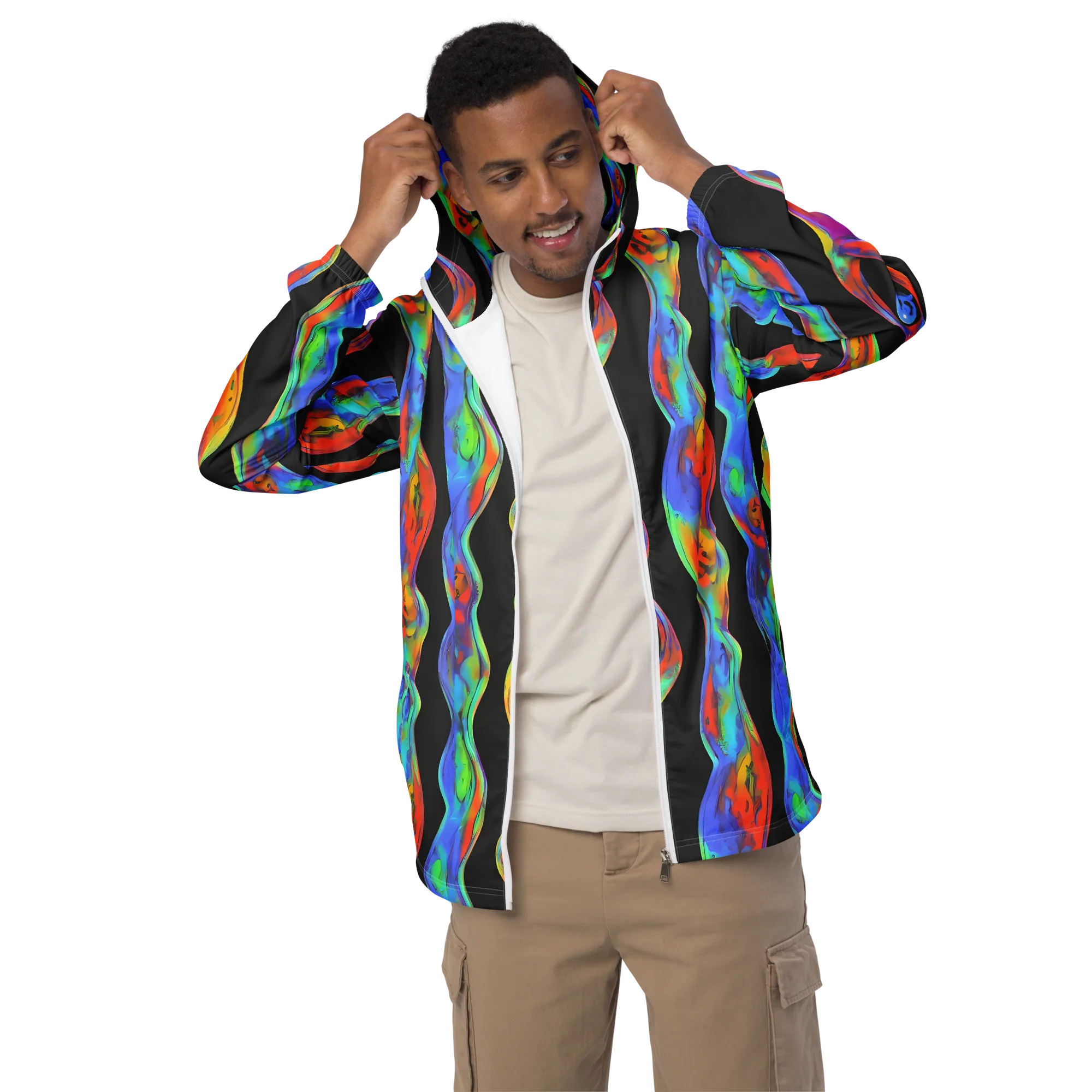 Vibrant Vortices on Men's Windbreaker — Front