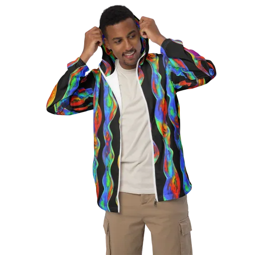 Vibrant Vortices on a Men's Windbreaker