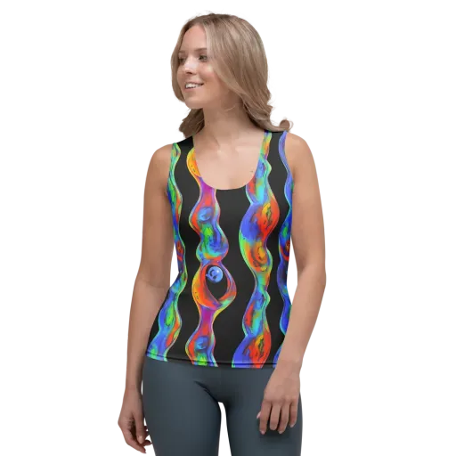 Vibrant Vortices on a Women's Tank Top