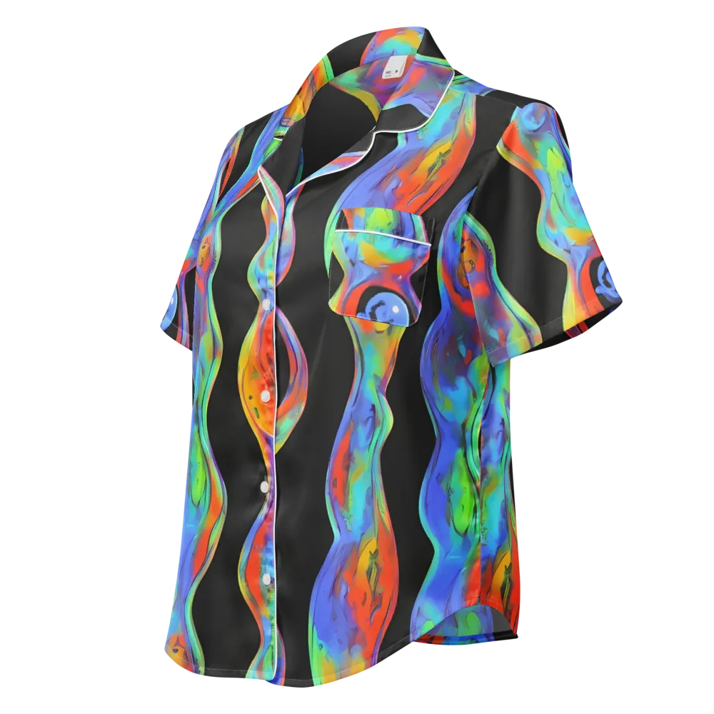 Vibrant Vortices on Women's Short Sleeve Pajama Top — Left Front