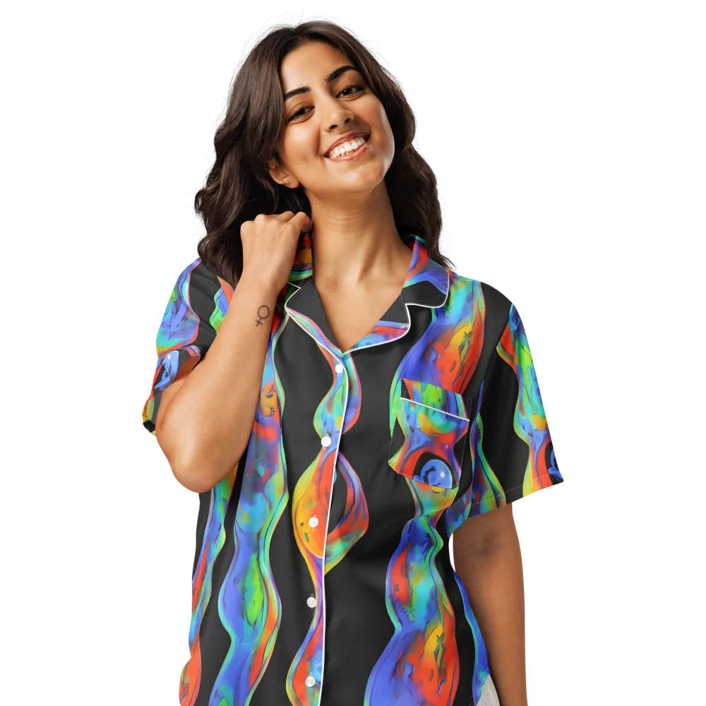 Vibrant Vortices on Women's Short Sleeve Pajama Top — Front