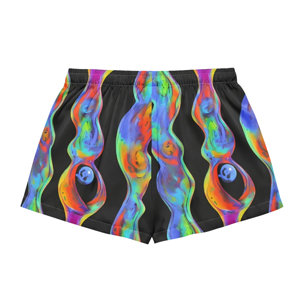 Vibrant Vortices on Women's Pajama Shorts — Back