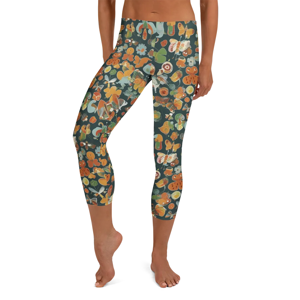 Menagerie in Moss on Capri Leggings — Front