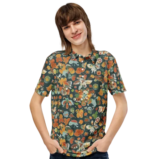 Menagerie in Moss on a Men's Slim Fit Polo Shirt