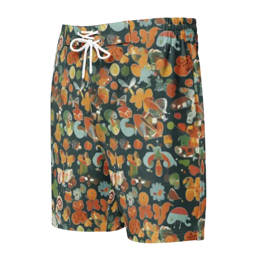 Menagerie in Moss on a Men's Board Shorts