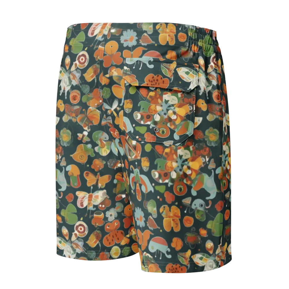 Menagerie in Moss on Men's Board Shorts — Back