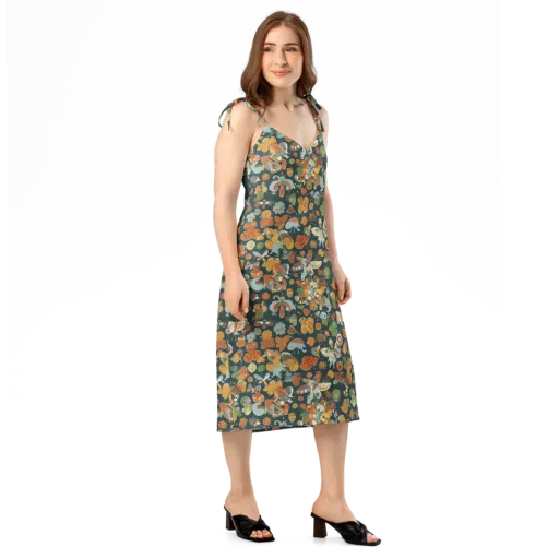 Menagerie in Moss on a Slip Dress