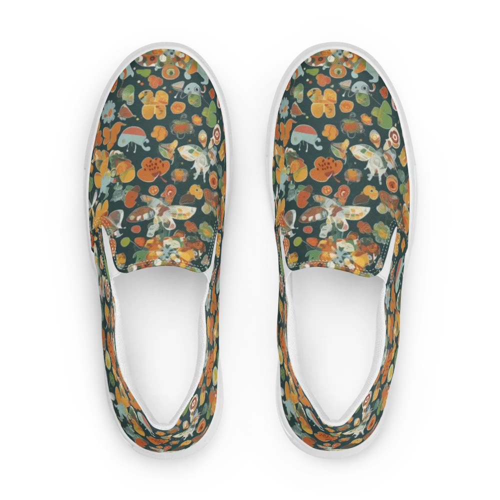 Menagerie in Moss on Men's Slip-On Canvas Shoes — Front