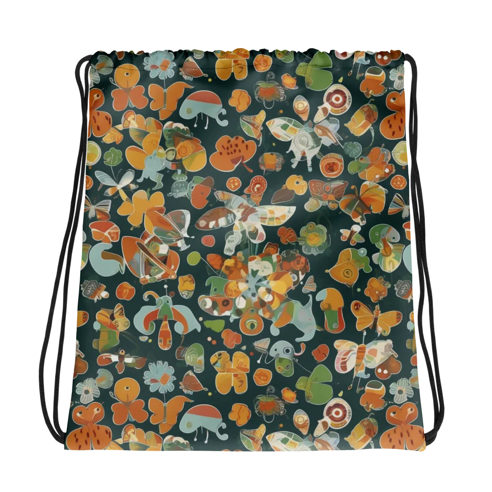 Menagerie in Moss on Drawstring Bag — Photo