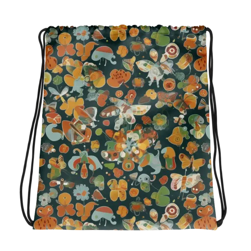 Menagerie in Moss on a Drawstring Bag
