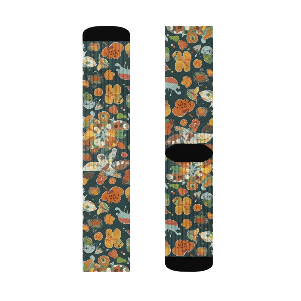 Menagerie in Moss on Socks — Right Sock