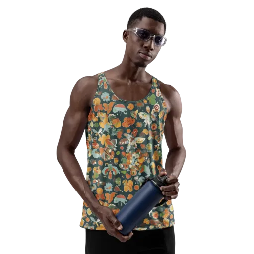 Menagerie in Moss on a Men's Tank Top