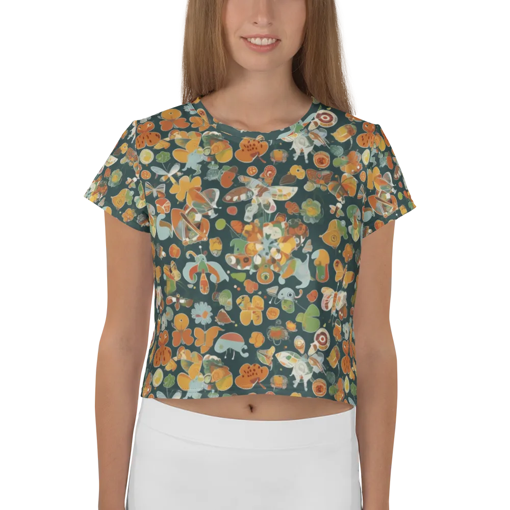 Menagerie in Moss on Crop Tee — Front
