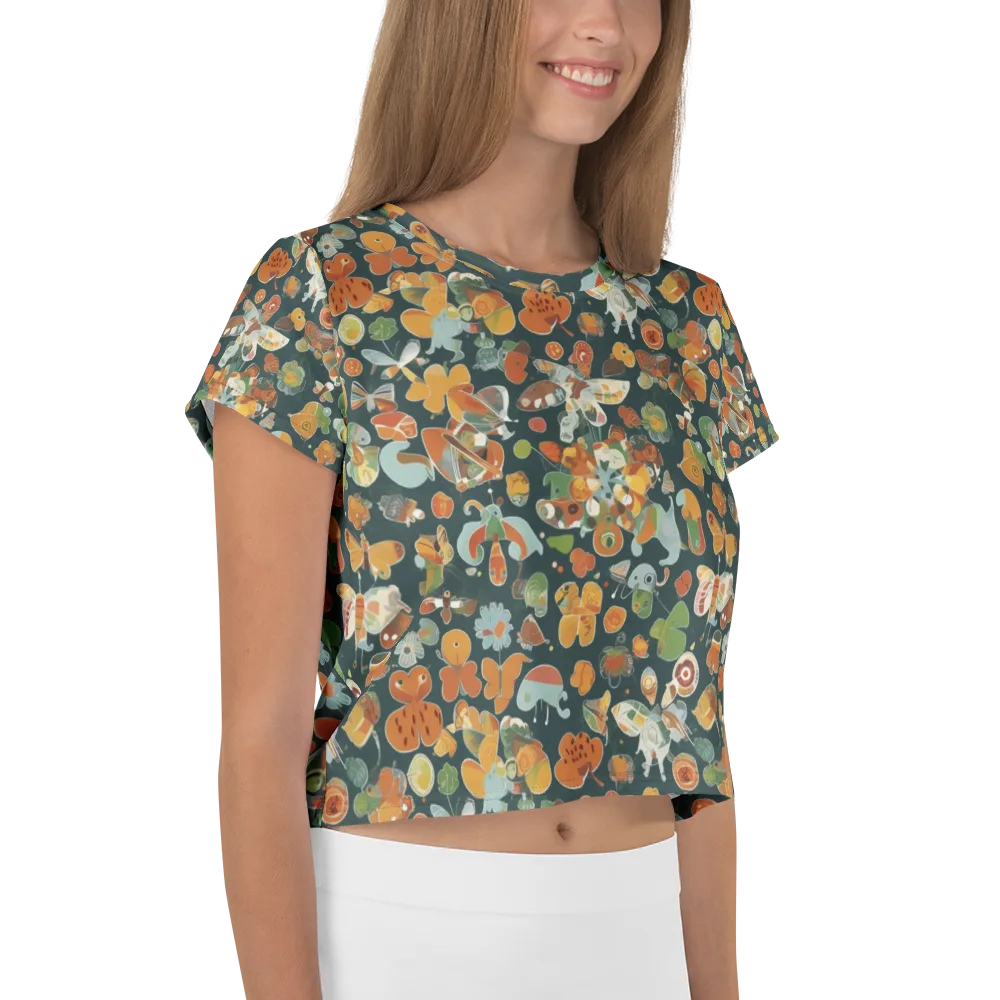 Menagerie in Moss on Crop Tee — Right