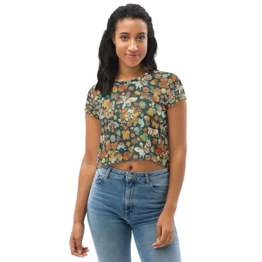 Menagerie in Moss on Crop Tee