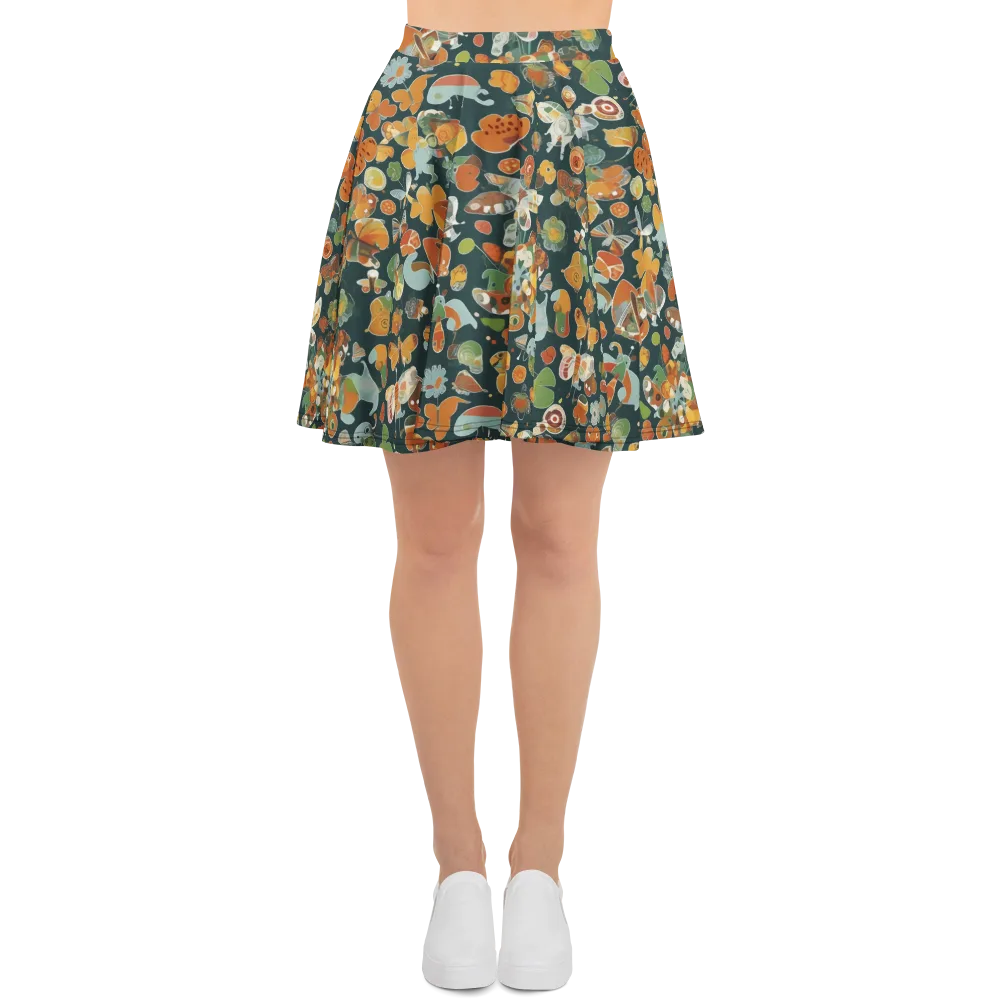 Menagerie in Moss on Skater Skirt — Front