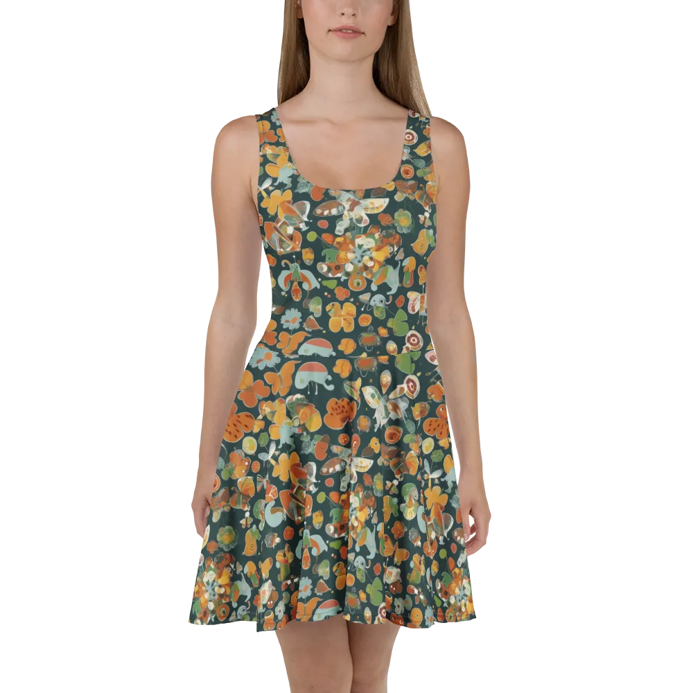 Menagerie in Moss on Skater Dress — Front