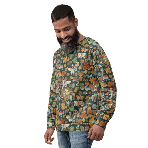 Menagerie in Moss on a Sweatshirt