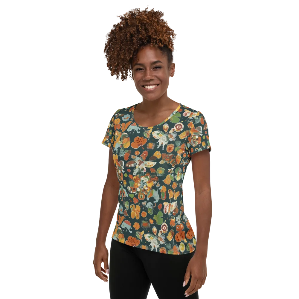 Menagerie in Moss on Women's Athletic T-Shirt — Left