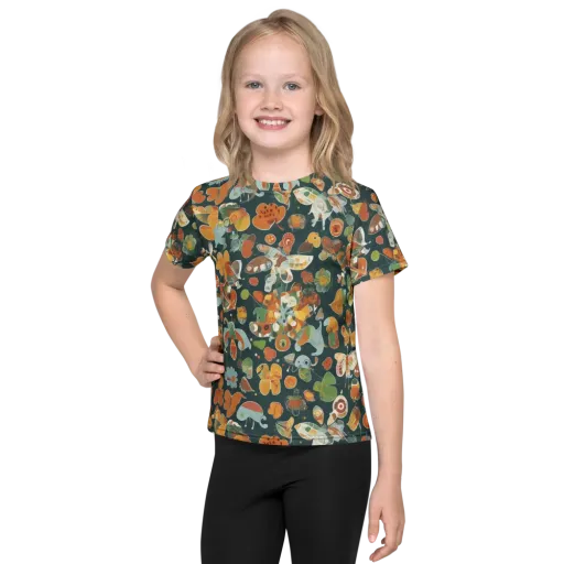 Menagerie in Moss on a Kids Crew Neck T-Shirt