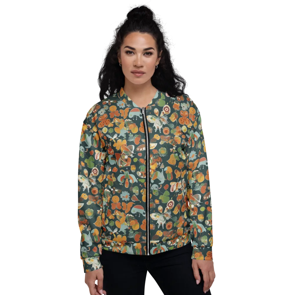 Menagerie in Moss on Bomber Jacket — Front
