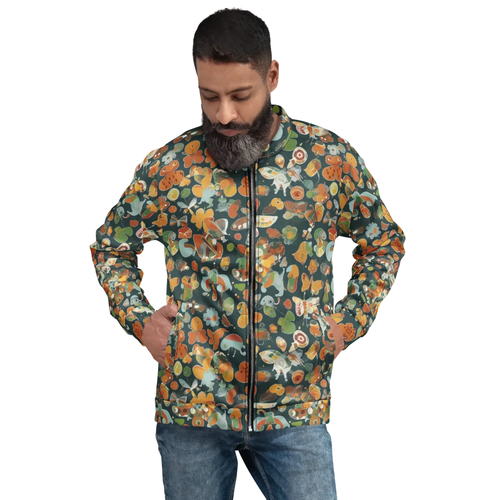 Menagerie in Moss on Bomber Jacket — Front