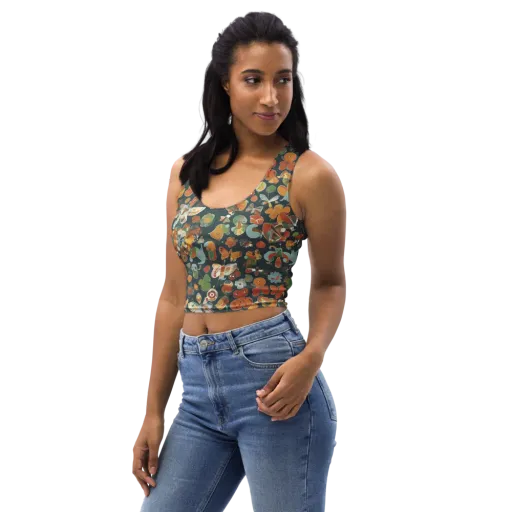 Menagerie in Moss on a Crop Top