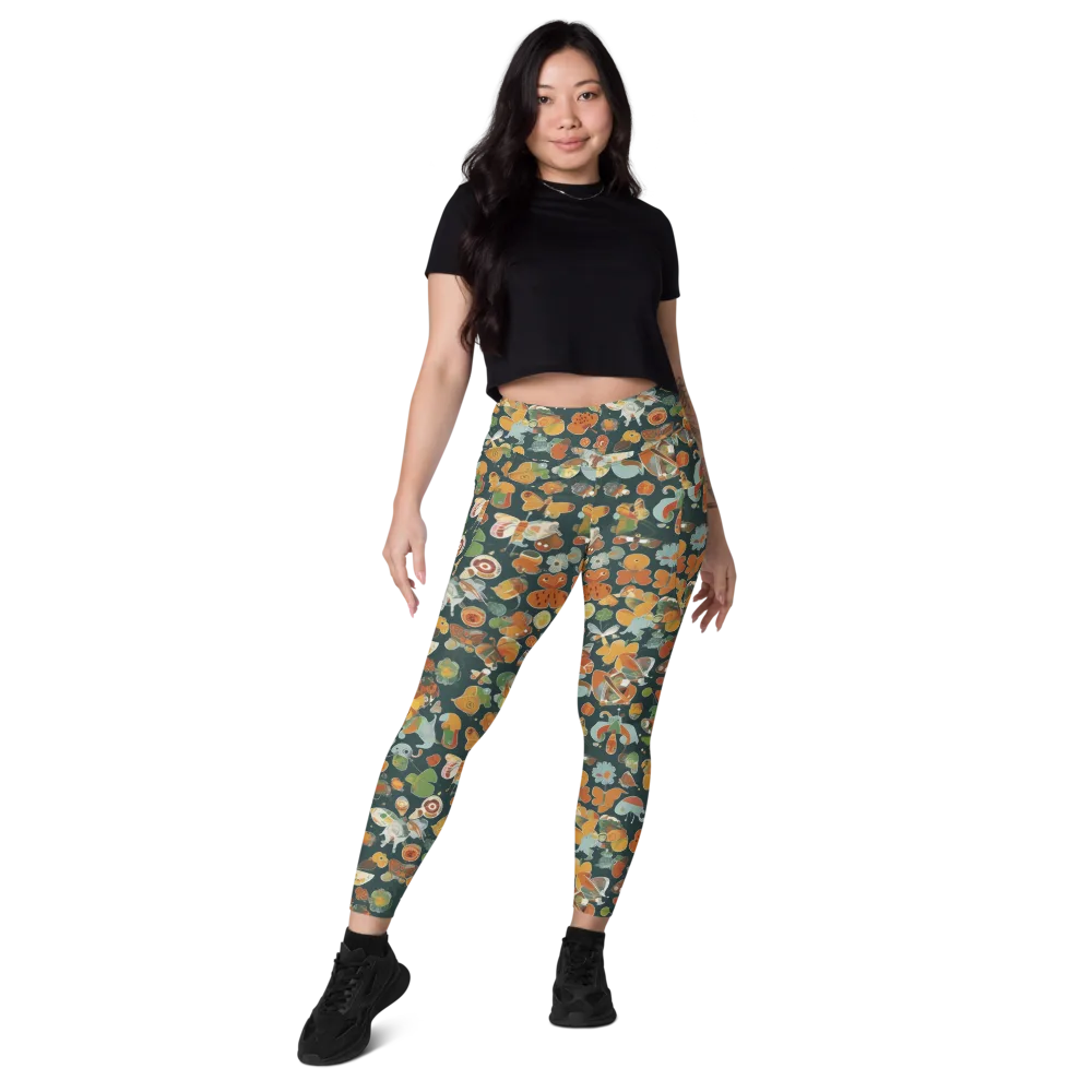 Menagerie in Moss on Leggings with Pockets — Front