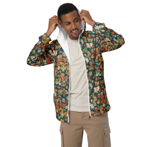 Menagerie in Moss on a Men's Windbreaker
