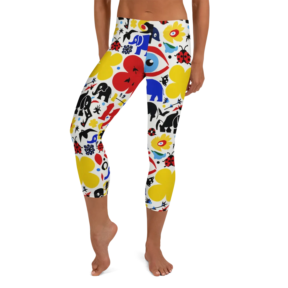 Primary Safari on Capri Leggings — Front