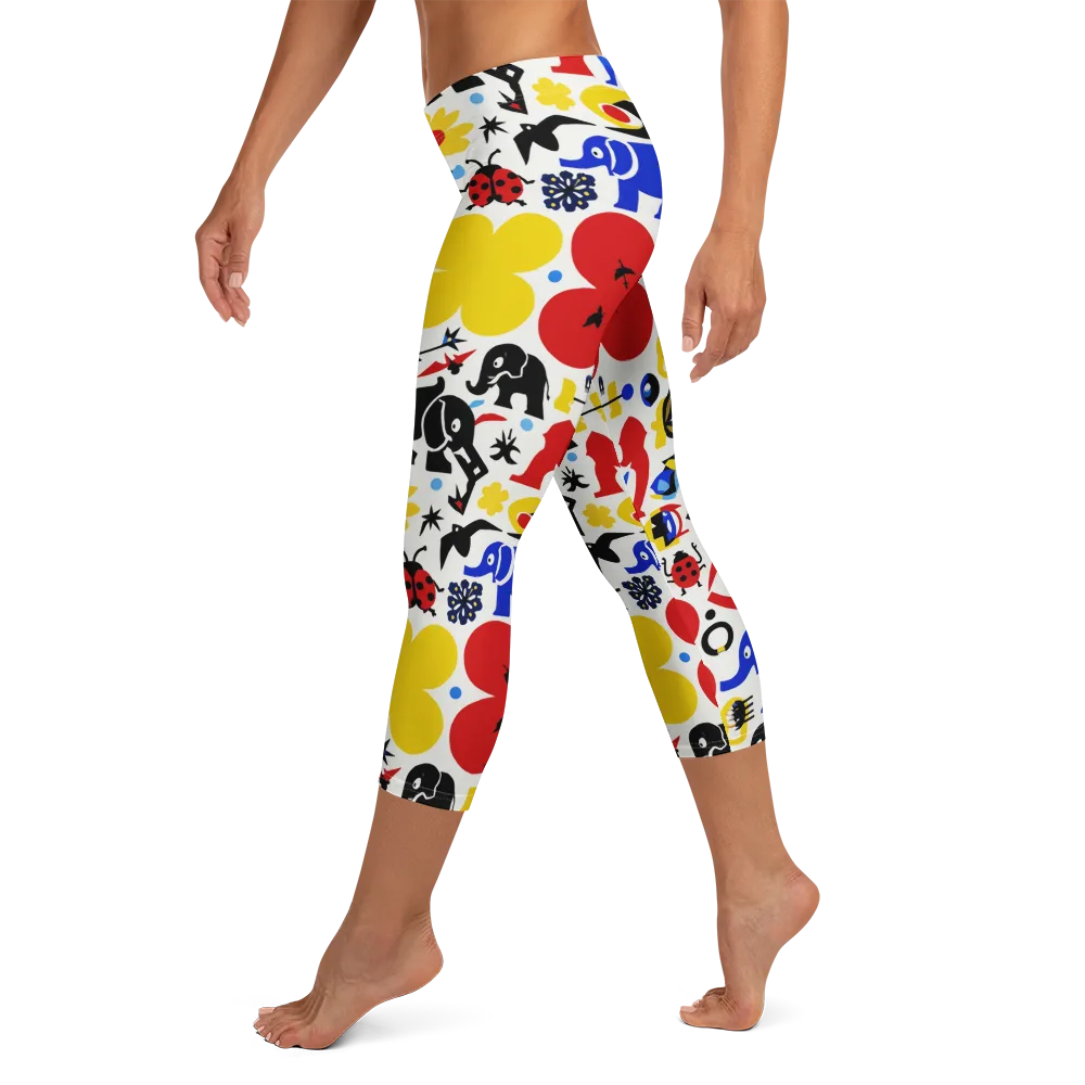 Primary Safari on Capri Leggings — Left