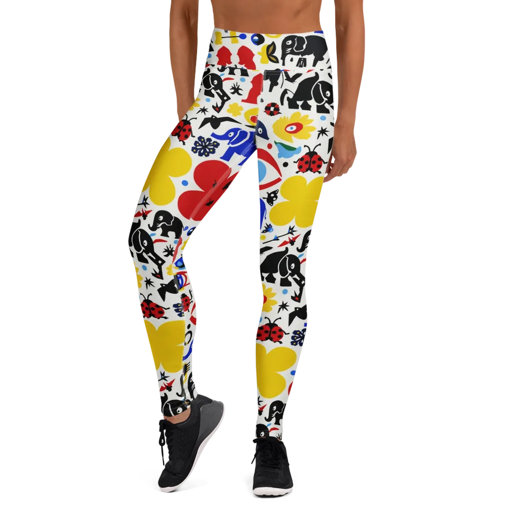 Primary Safari on Yoga Leggings — Front