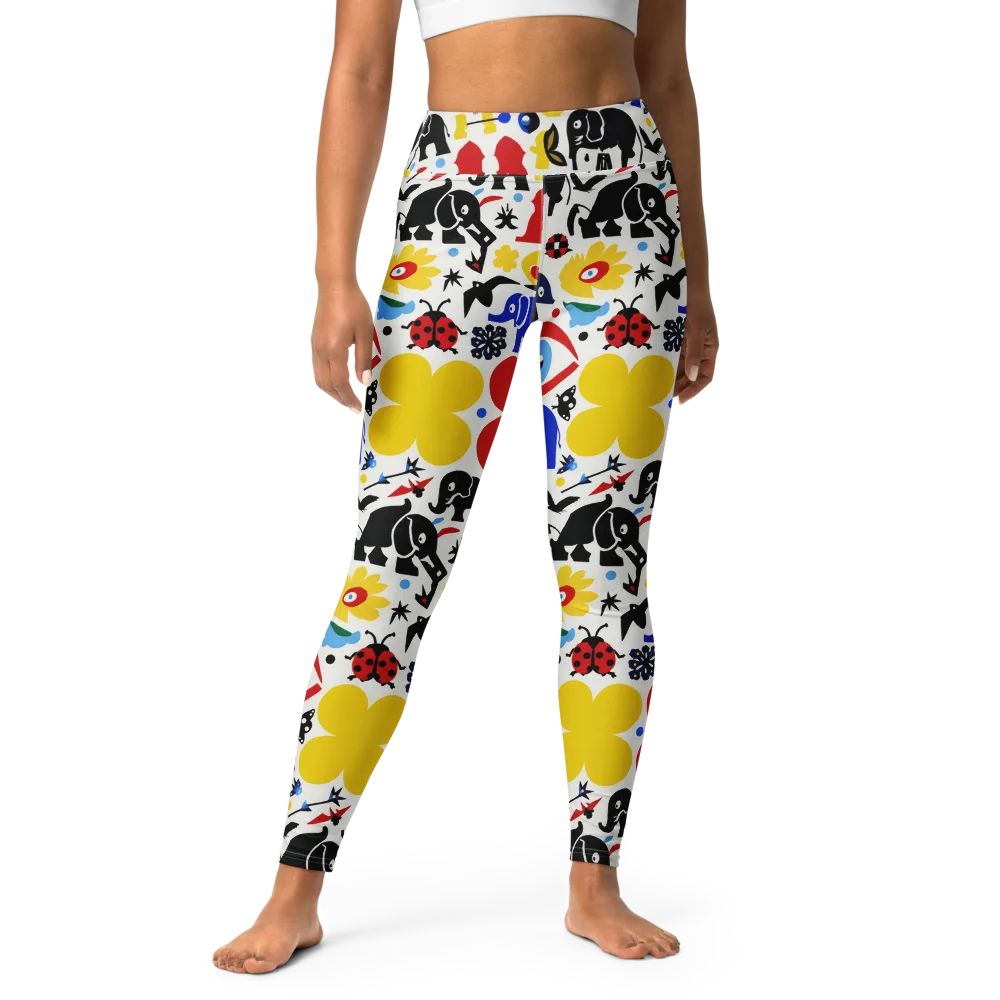 Primary Safari on Yoga Leggings — Front