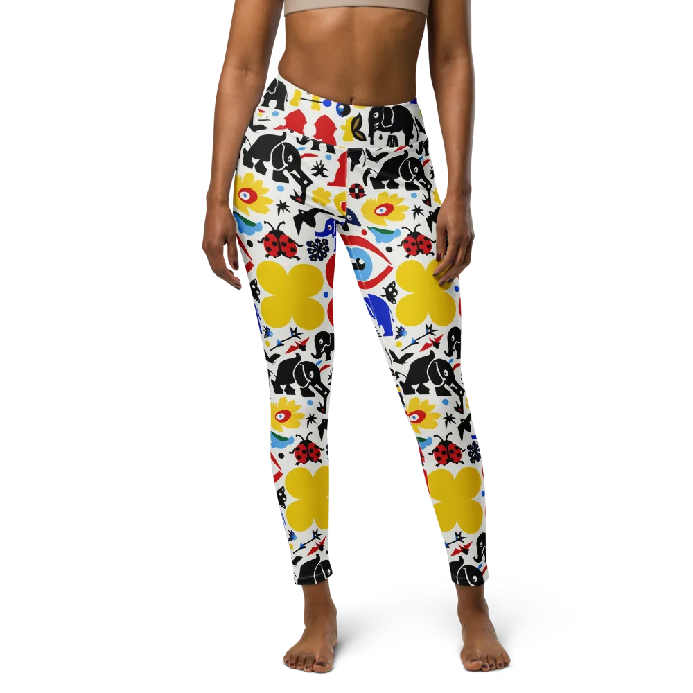 Primary Safari on Yoga Leggings — Front