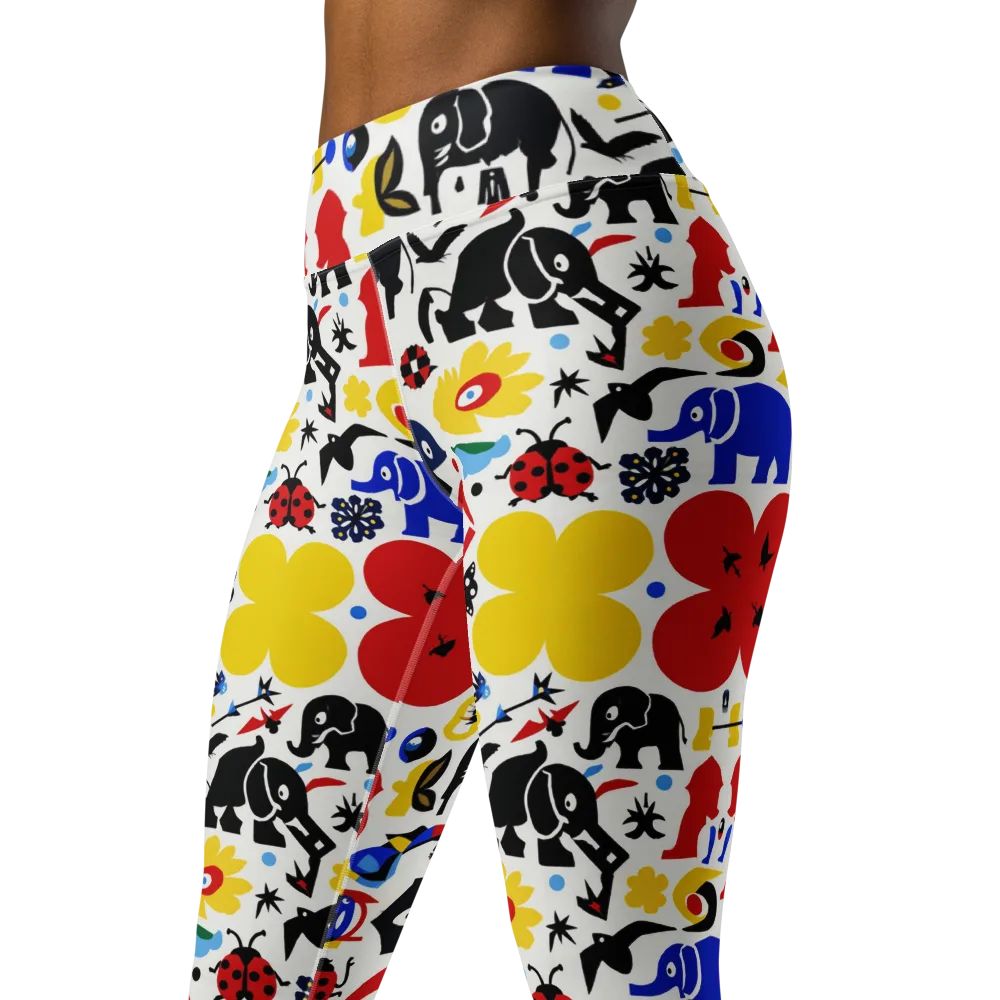 Primary Safari on Yoga Leggings — Left Front