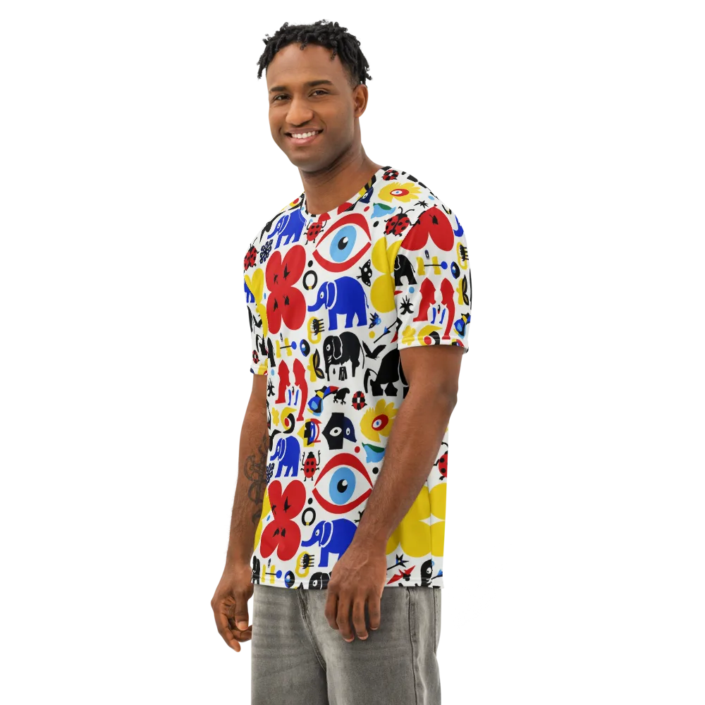 Primary Safari on Men's Cotton Crew Neck T-Shirt — Left Front