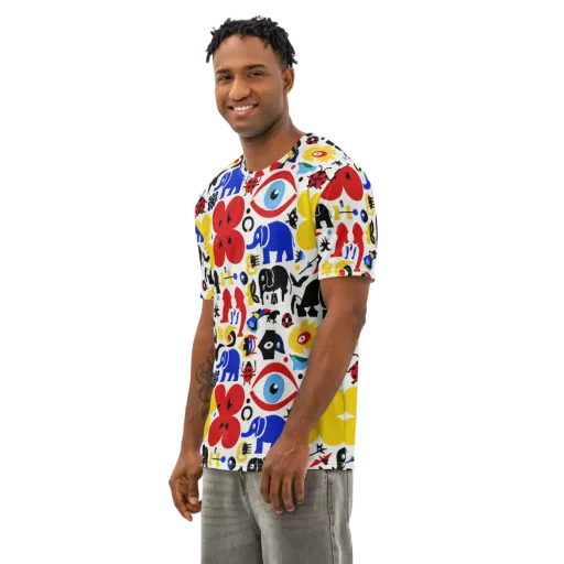 Primary Safari on a Men's Cotton Crew Neck T-Shirt