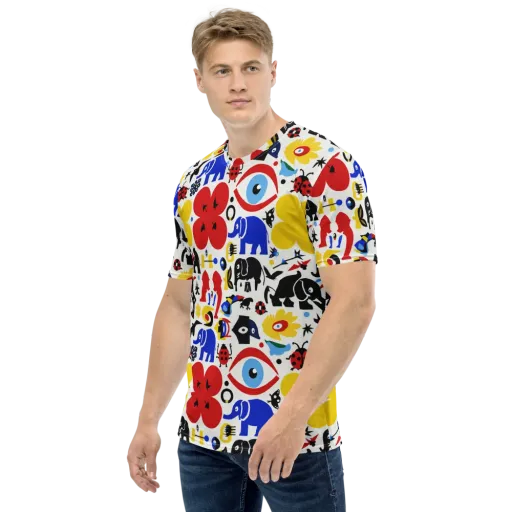 Primary Safari on a Men's Crew Neck T-Shirt